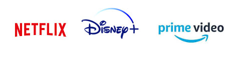 Netflix, Disney+ and Amazon Prime Video logos